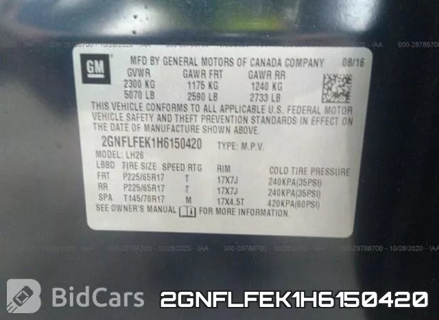 2GNFLFEK1H6150420 фото 10