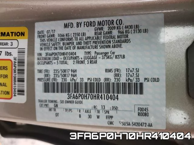 3FA6P0H70HR410404 фото 2