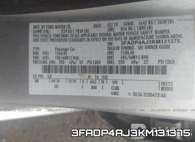 3FADP4AJ3KM131375 фото 10