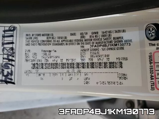 3FADP4BJ1KM130773 фото 2