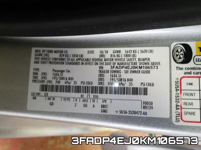 3FADP4EJ0KM106573 фото 2