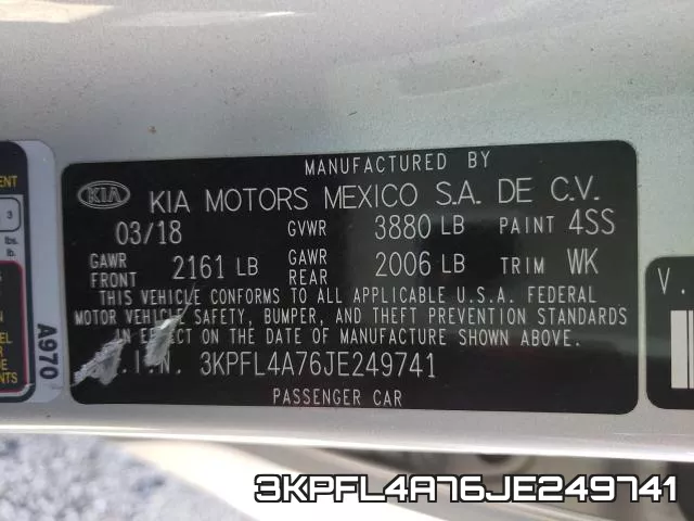 3KPFL4A76JE249741 фото 2