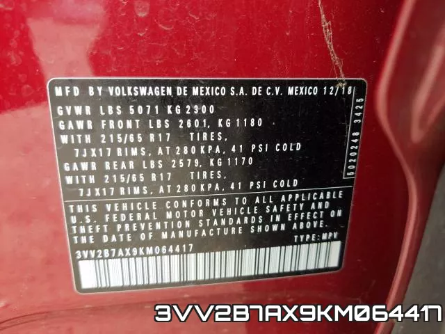 3VV2B7AX9KM064417 фото 2