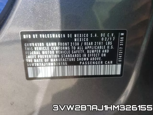 3VW2B7AJ1HM326155 фото 2