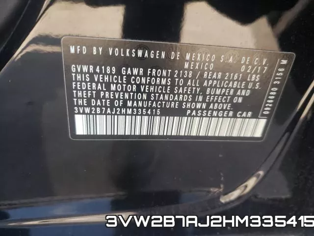 3VW2B7AJ2HM335415 фото 2