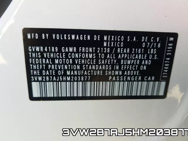 3VW2B7AJ5HM203877 фото 2