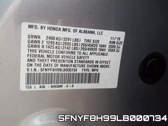 5FNYF8H99LB000734 фото 2