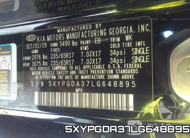 5XYPGDA37LG648895 фото 9