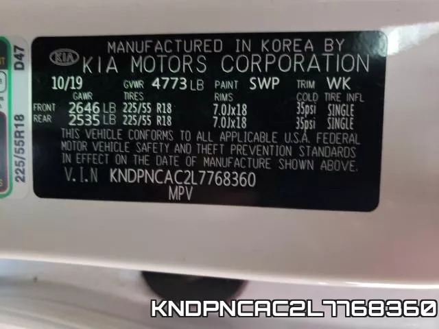 KNDPNCAC2L7768360 фото 2