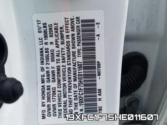 19XFC1F75HE011607 фото 2