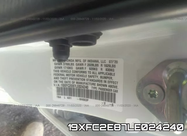 19XFC2E87LE024240 фото 9