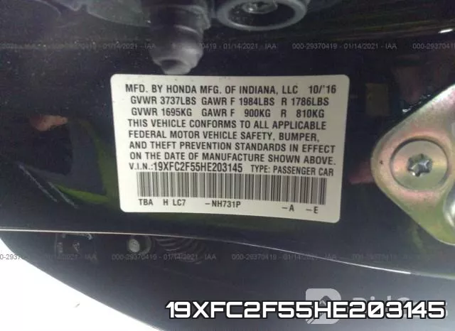 19XFC2F55HE203145 фото 10