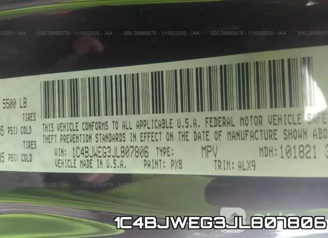 1C4BJWEG3JL807806 фото 10