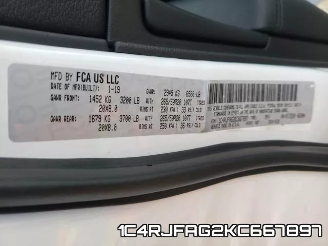 1C4RJFAG2KC667897 фото 2