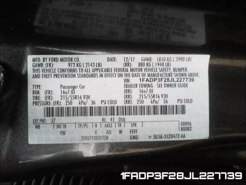 1FADP3F28JL227739 фото 2