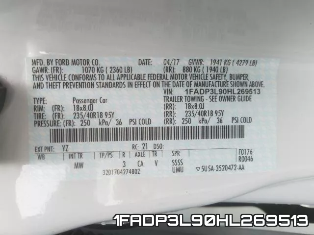 1FADP3L90HL269513 фото 2