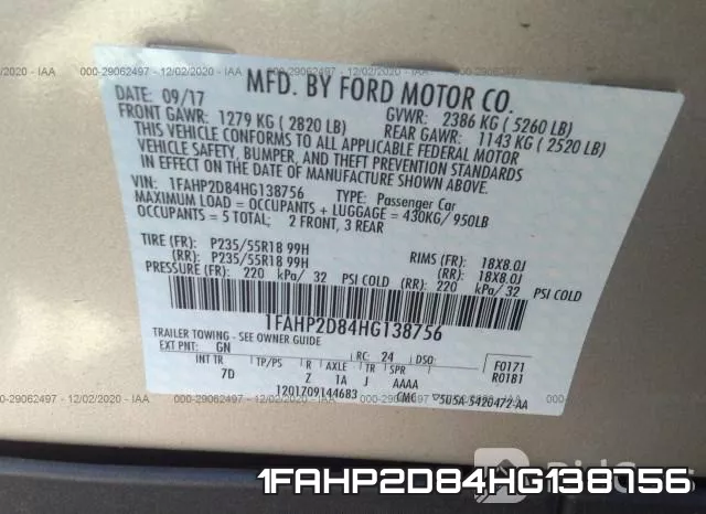 1FAHP2D84HG138756 фото 10