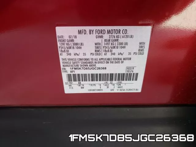 1FM5K7D85JGC26368 фото 2