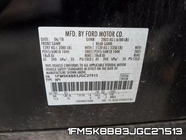1FM5K8B83JGC27513 фото 2