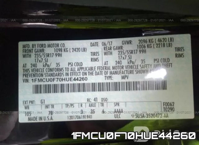 1FMCU0F70HUE44260 фото 9