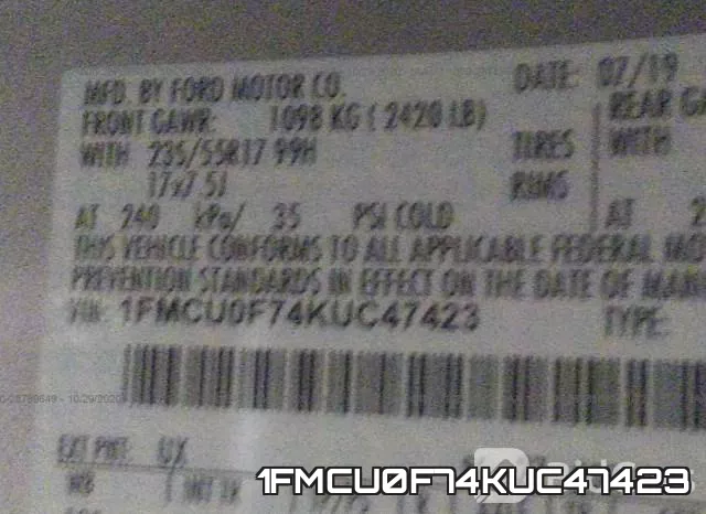 1FMCU0F74KUC47423 фото 10
