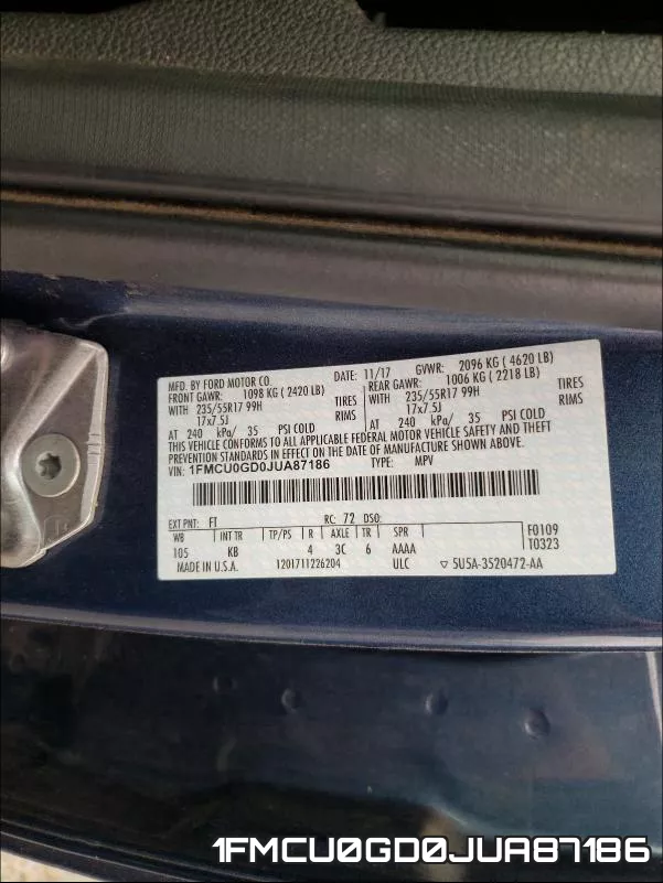 1FMCU0GD0JUA87186 фото 2