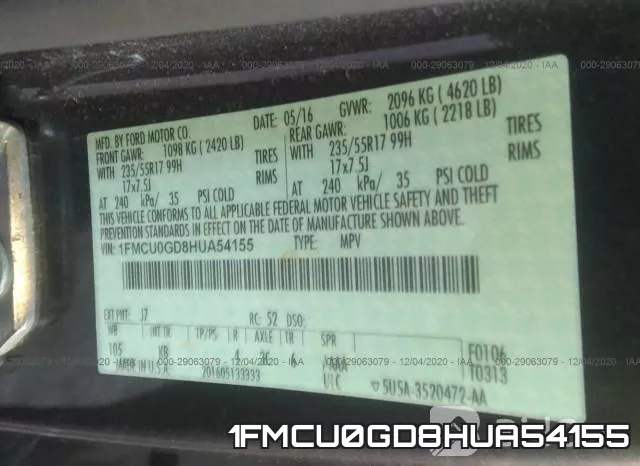 1FMCU0GD8HUA54155 фото 10