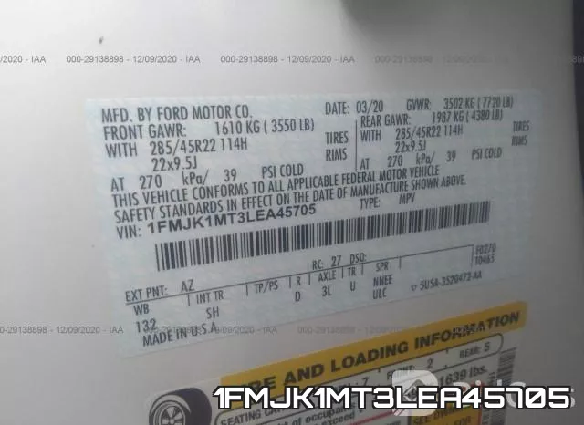 1FMJK1MT3LEA45705 фото 9