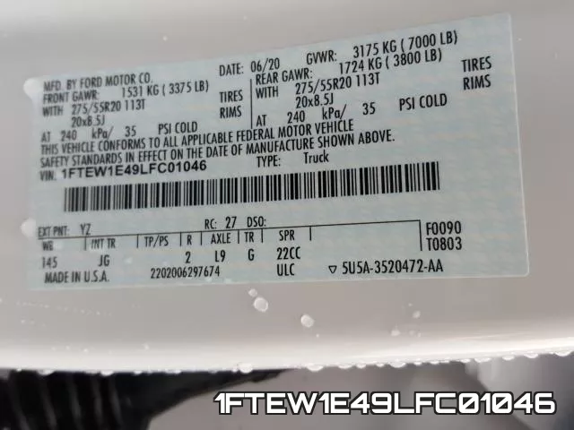 1FTEW1E49LFC01046 фото 2