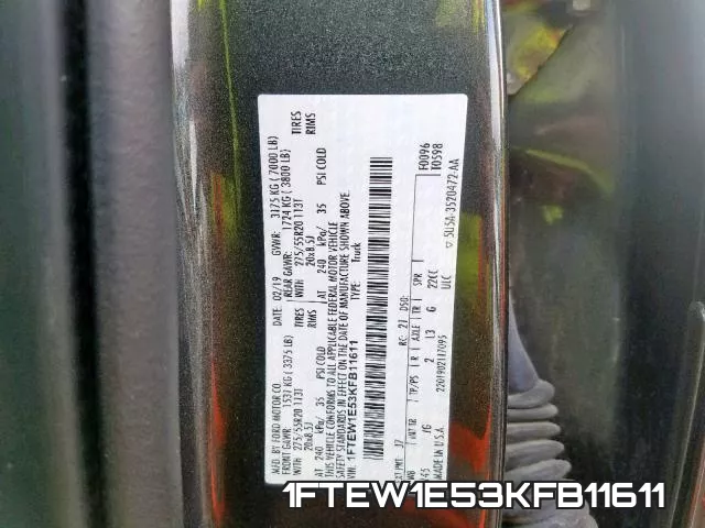 1FTEW1E53KFB11611 фото 2
