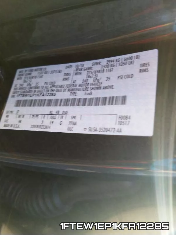 1FTEW1EP1KFA12285 фото 2