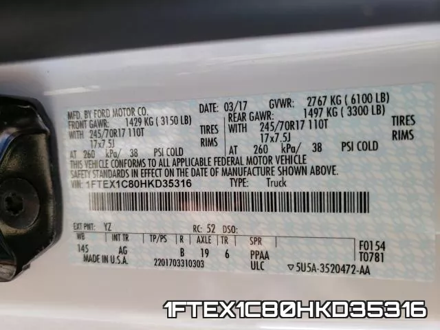 1FTEX1C80HKD35316 фото 2