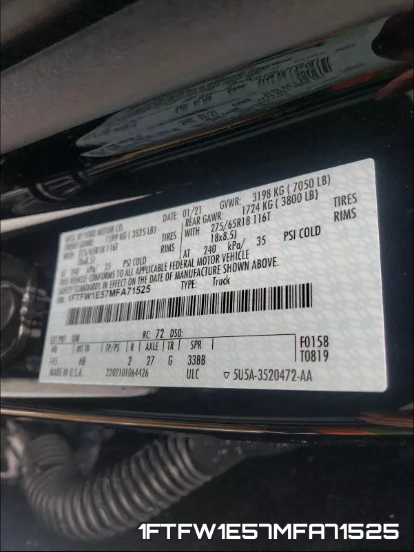 1FTFW1E57MFA71525 фото 2