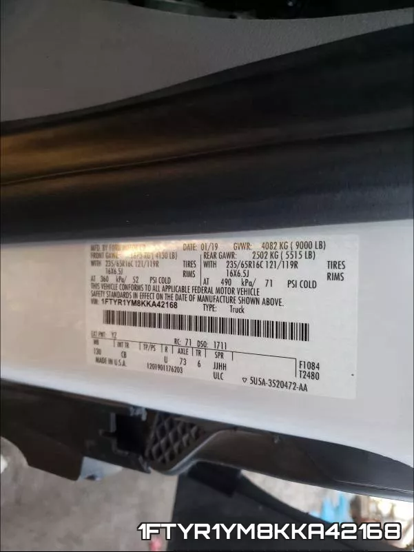 1FTYR1YM8KKA42168 фото 2