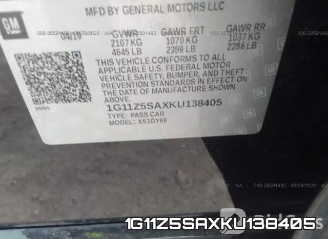 1G11Z5SAXKU138405 фото 9