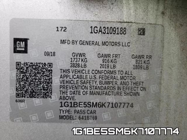 1G1BE5SM6K7107774 фото 2