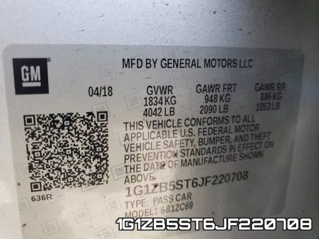 1G1ZB5ST6JF220708 фото 2