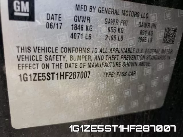 1G1ZE5ST1HF287007 фото 2