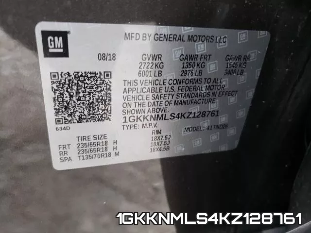 1GKKNMLS4KZ128761 фото 2