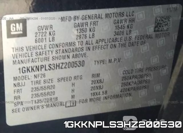1GKKNPLS3HZ200530 фото 10