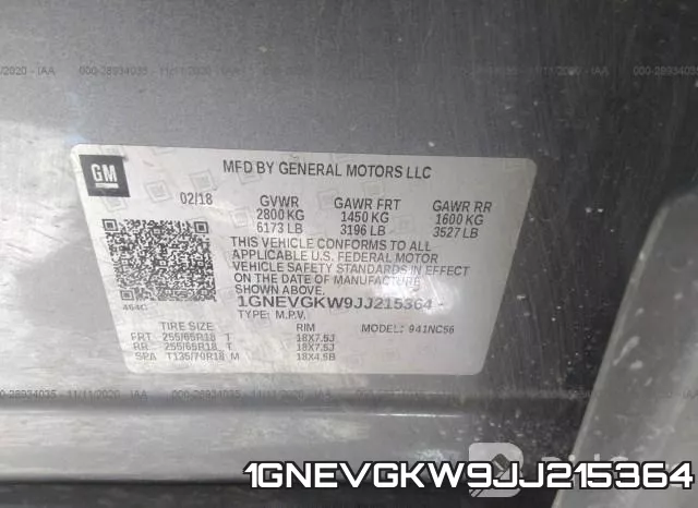 1GNEVGKW9JJ215364 фото 9