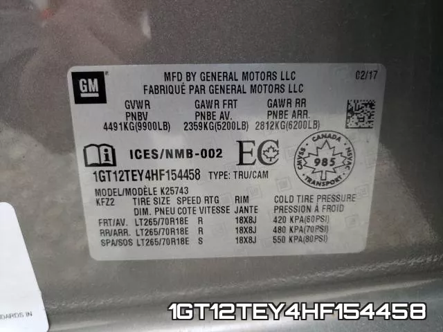 1GT12TEY4HF154458 фото 2