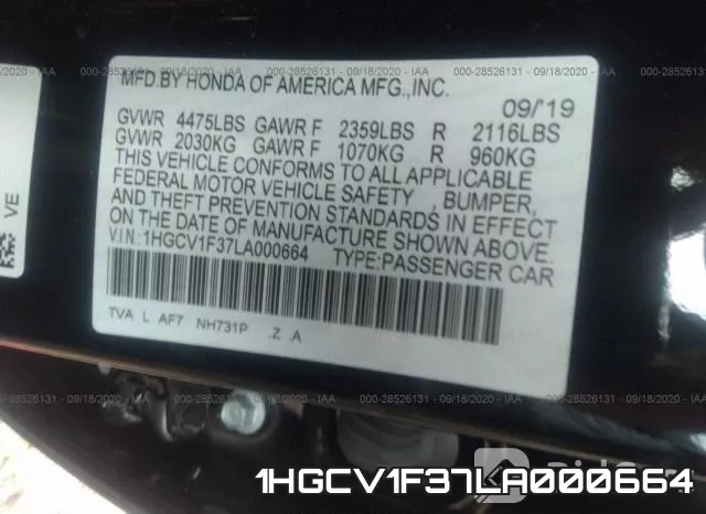 1HGCV1F37LA000664 фото 10