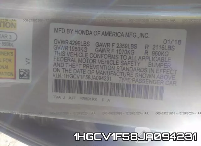 1HGCV1F58JA094231 фото 10