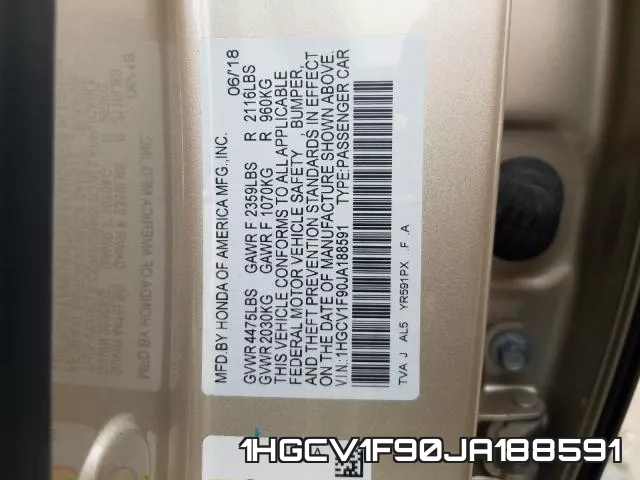 1HGCV1F90JA188591 фото 2