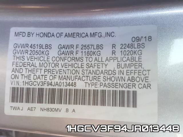 1HGCV3F94JA013448 фото 2