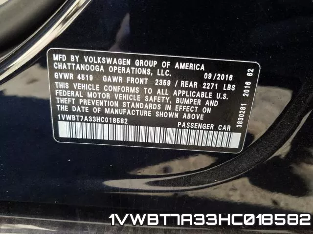 1VWBT7A33HC018582 фото 2