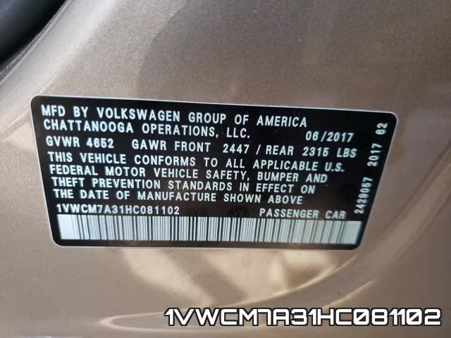 1VWCM7A31HC081102 фото 2