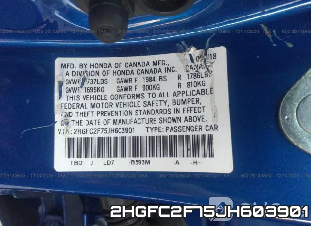 2HGFC2F75JH603901 фото 10