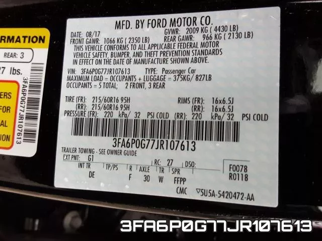 3FA6P0G77JR107613 фото 2